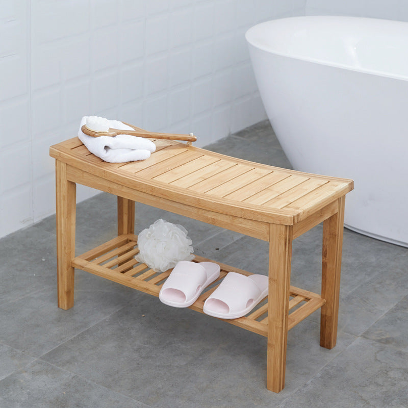 Taburete de baño de bambú, estante de almacenamiento de madera maciza, sala de estar multifuncional para el hogar