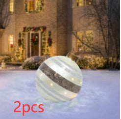 Boule de décoration de Noël en PVC pour l'extérieur 60 cm, boule gonflable décorée en PVC, grosses boules géantes pour décorations d'arbre de Noël, boule de jouet