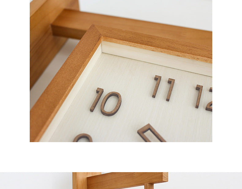 Solid Wood Double-sided Wall Mute Living Room Home Simple Corner Two-side Clock