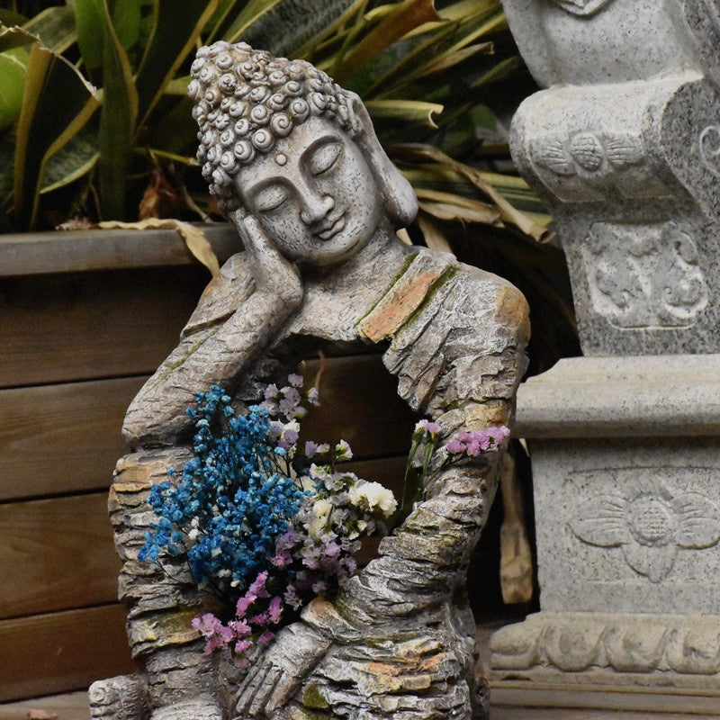 Statue de bouddha Zen en résine, Pot de fleur, paysage de cour, aménagement de balcon, décoration de jardin