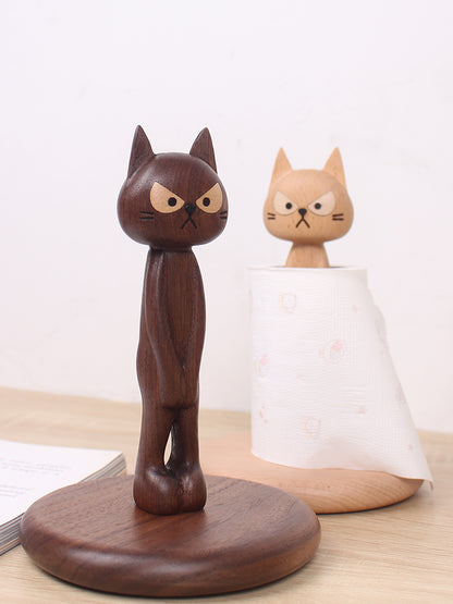 Wooden Cat Stand Tissue Holder