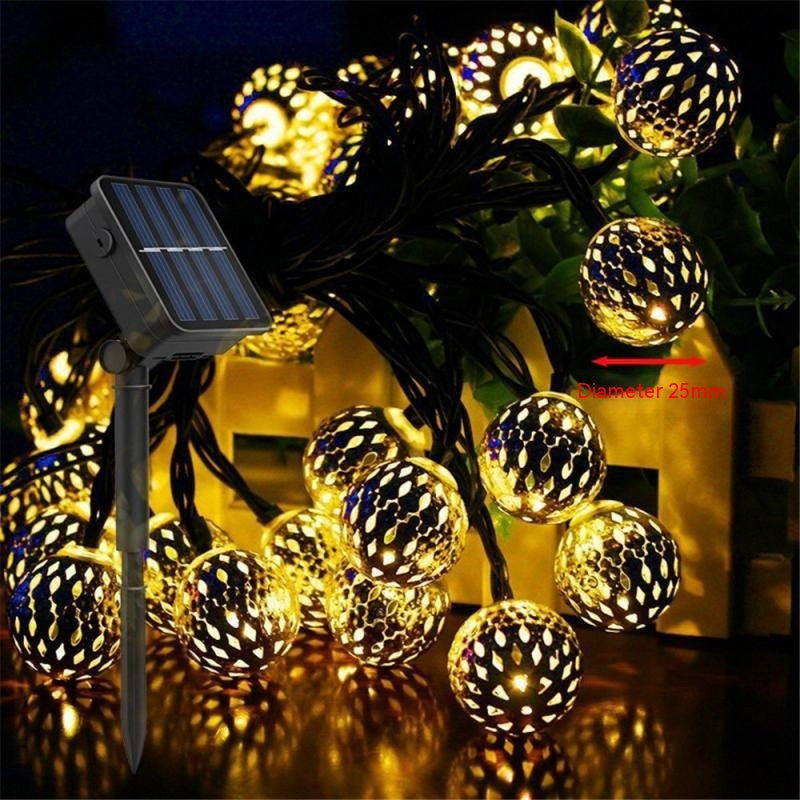 Moroccan Solar Lamp Battery Round Ball Light Garden Decorati