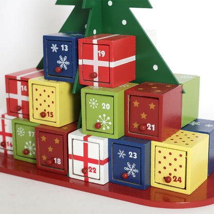 Adorno de caja de dulces con calendario de cuenta regresiva de madera para árbol de Navidad