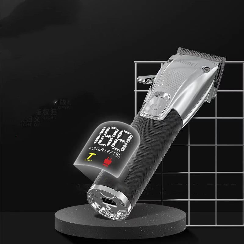 Tijeras para el cabello con pantalla LED LCD y cortapelos eléctrico de voltaje amplio con carga Base KM-K33s