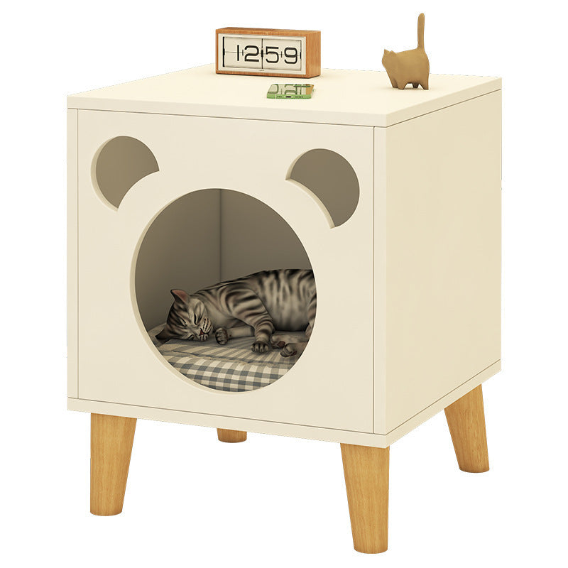 Solid Wood Leg Cat Nest Bedside Table Simple Modern