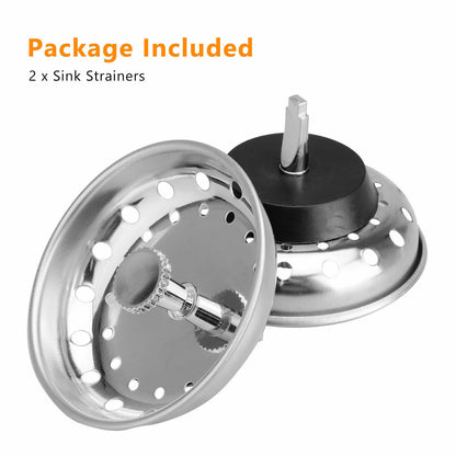 2pcs Stainless Steel Home Kitchen Sink Drain Stopper Basket Strainer Waste Plug