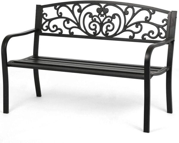 Outdoor Park Bench Double Seat Leisure Simple Iron Backrest