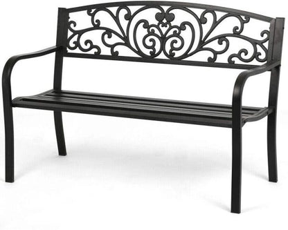 Banc de parc extérieur double siège loisirs dossier en fer simple