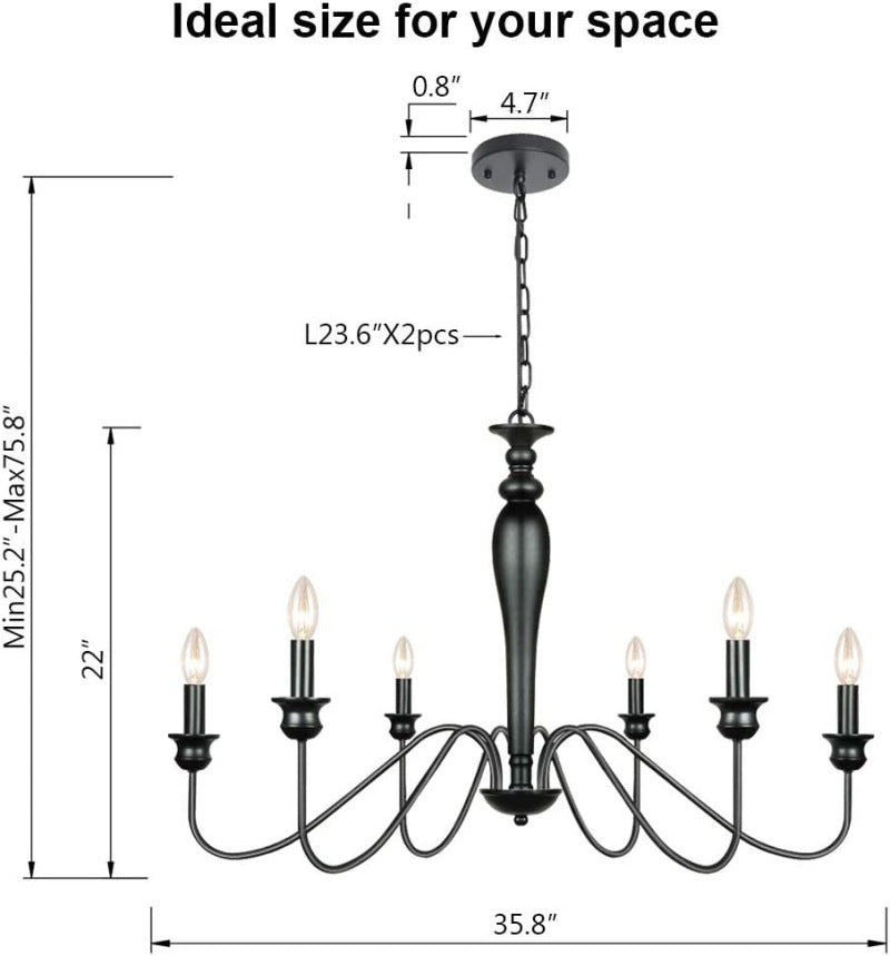 Candelabro de vela, lámpara de arte del hierro con tubo curvo para comedor, color negro