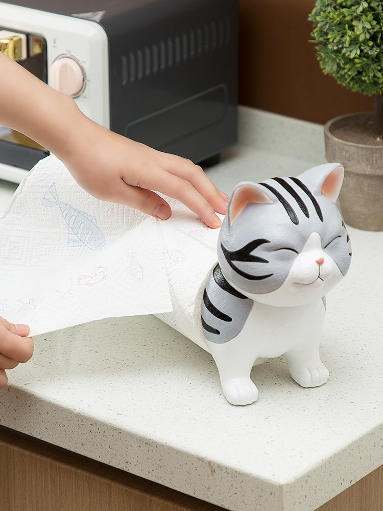 Caja de pañuelos con dibujos de gatos, mesa de comedor creativa, mesa de centro