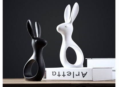 Lapin en céramique d'intérieur, ornements de décoration nordique pour la maison