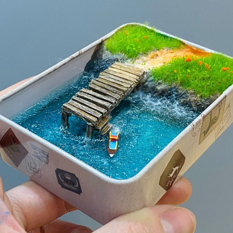 Adornos en miniatura modelo caja de hierro paisaje de jardín