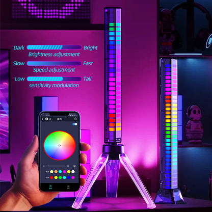 LED Light Voice Atmosphere Light Rechargeable Battery USB Powered Pickup Rhythm Lamp APP Pickup Dimmable RGB Flow Light Bars