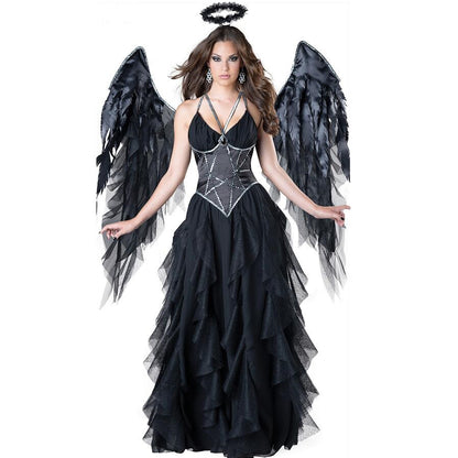 Disfraz de ángel oscuro y vampiro para Halloween para mujer