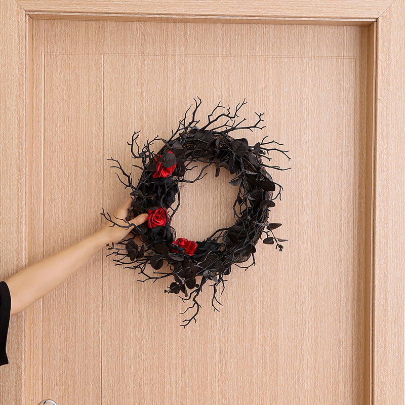 Halloween Dead Branch Wreath Simulation Flower Black Decoration