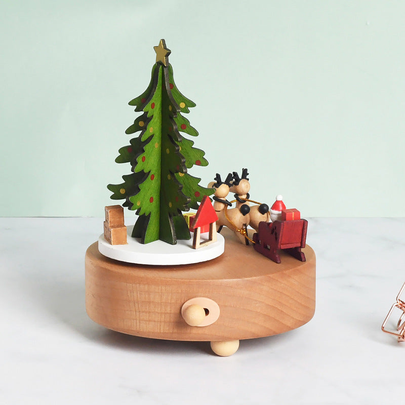 Wooden Crafts Christmas Tree Music Box