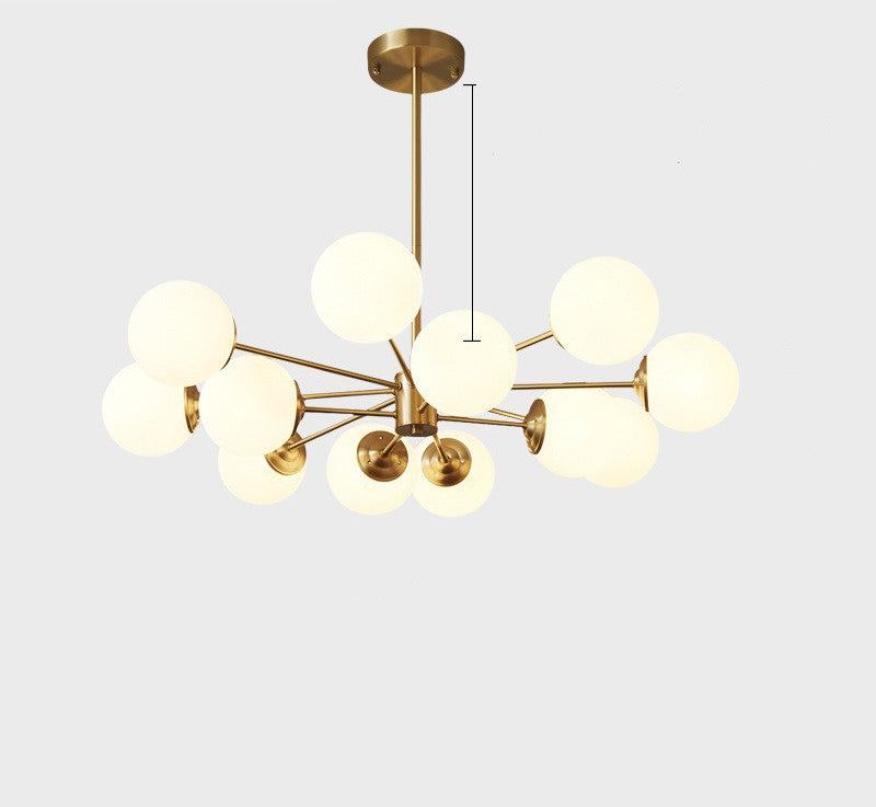 Full Copper Nordic Chandelier Living Room Light