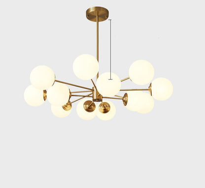 Full Copper Nordic Chandelier Living Room Light