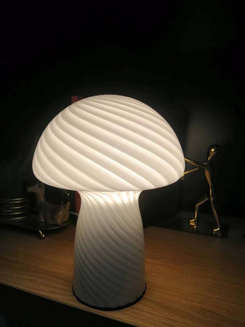 INS Girl Glass Mushroom Table Lamp In Bedroom