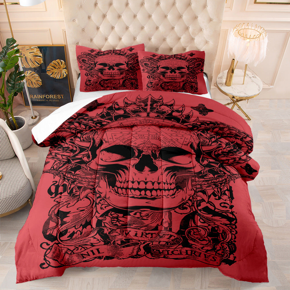 Edredón de calavera de terror de Halloween, ropa de cama europea y americana, algodón con plumas, impresión digital