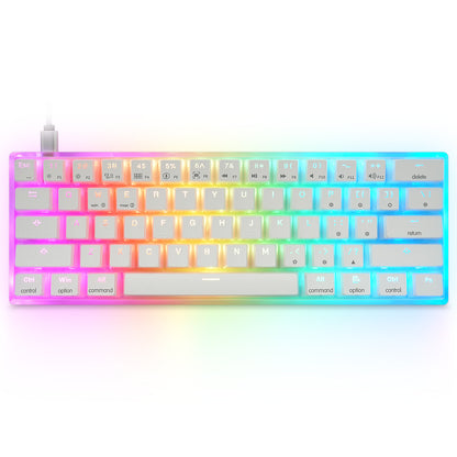 Teclado de eje mecánico con cable, luces coloridas, carcasa transparente de gelatina