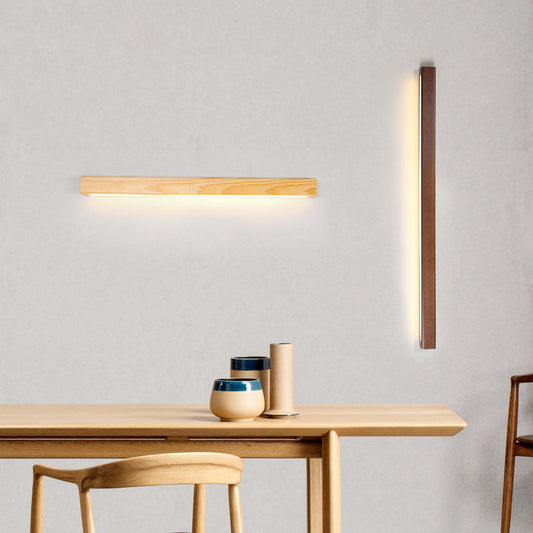 Walnut Color Log Strip Wall Lamp Modern Minimalist