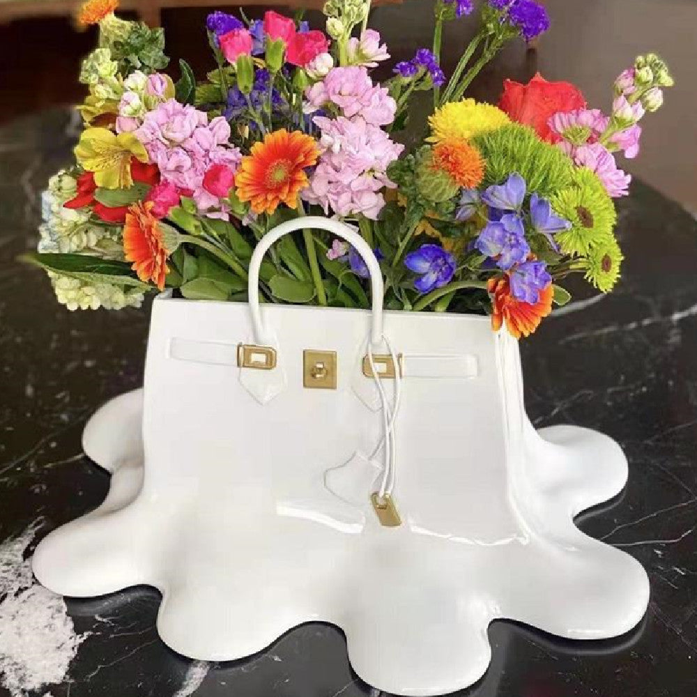 High-end Bag Resin Vase Flower Arrangement Sculpture