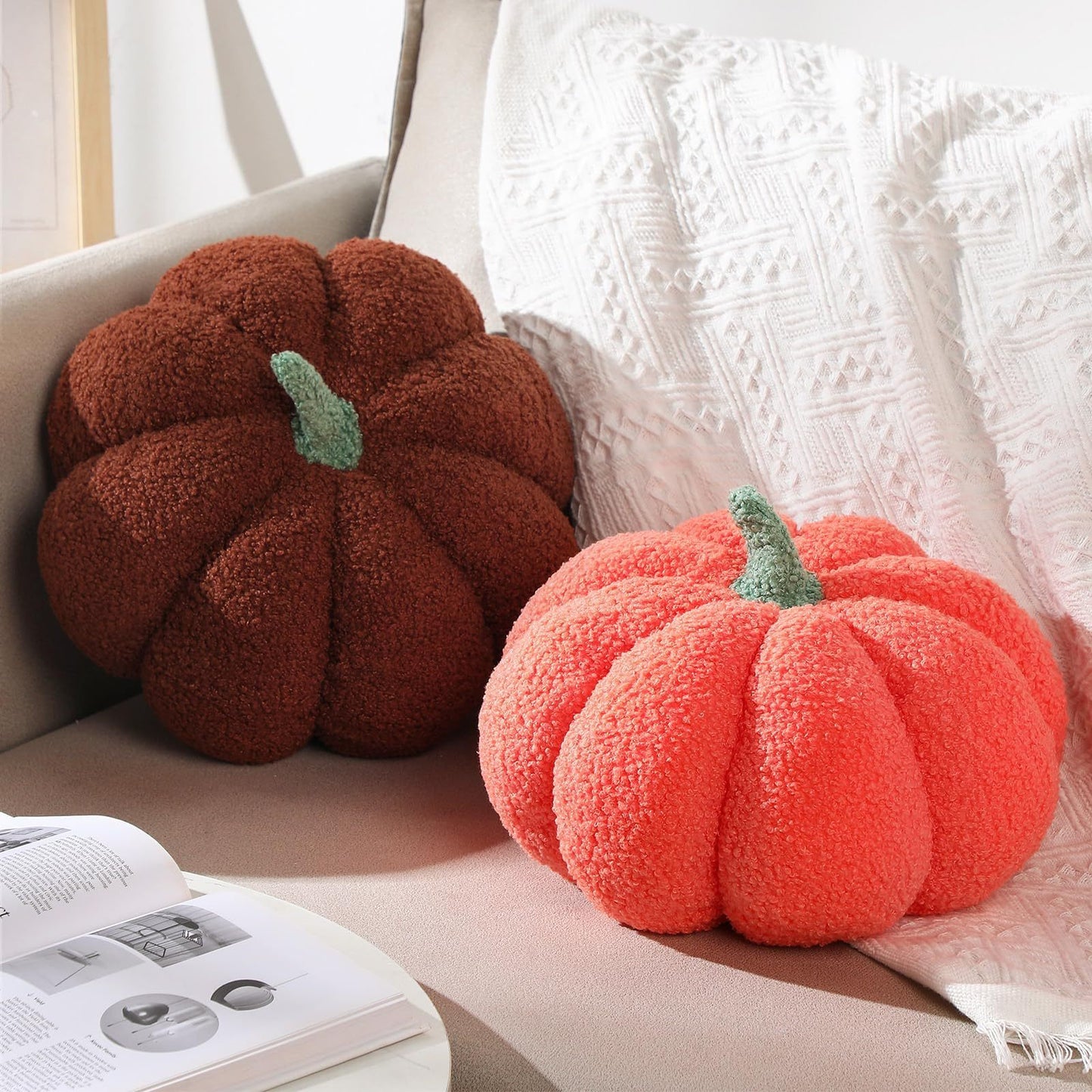 Simulated Pumpkin Plush Pillow 11 X 9.5 Inch 3D Thanksgiving Cushion Shaped Pillow Cozy Fall Decorations Toy Pillows For Thanksgiving Christmas Bedroom Sofa Couch Supplies