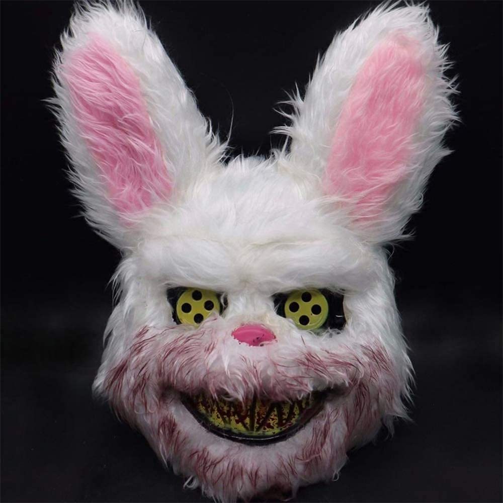 Masque effrayant d'Halloween, masque d'ours, de lapin, de lapin, masque de tête en peluche sanglante, accessoires de costume de cosplay, masque d'ours et de lapin du diable d'horreur de fête d'Halloween