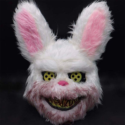 Halloween Scary Mask Bear Rabbit Bunny Mask, Bloody Plush Head Mask, Cosplay Costume Props Halloween Party Horror Devil Bear & Rabbit Mask