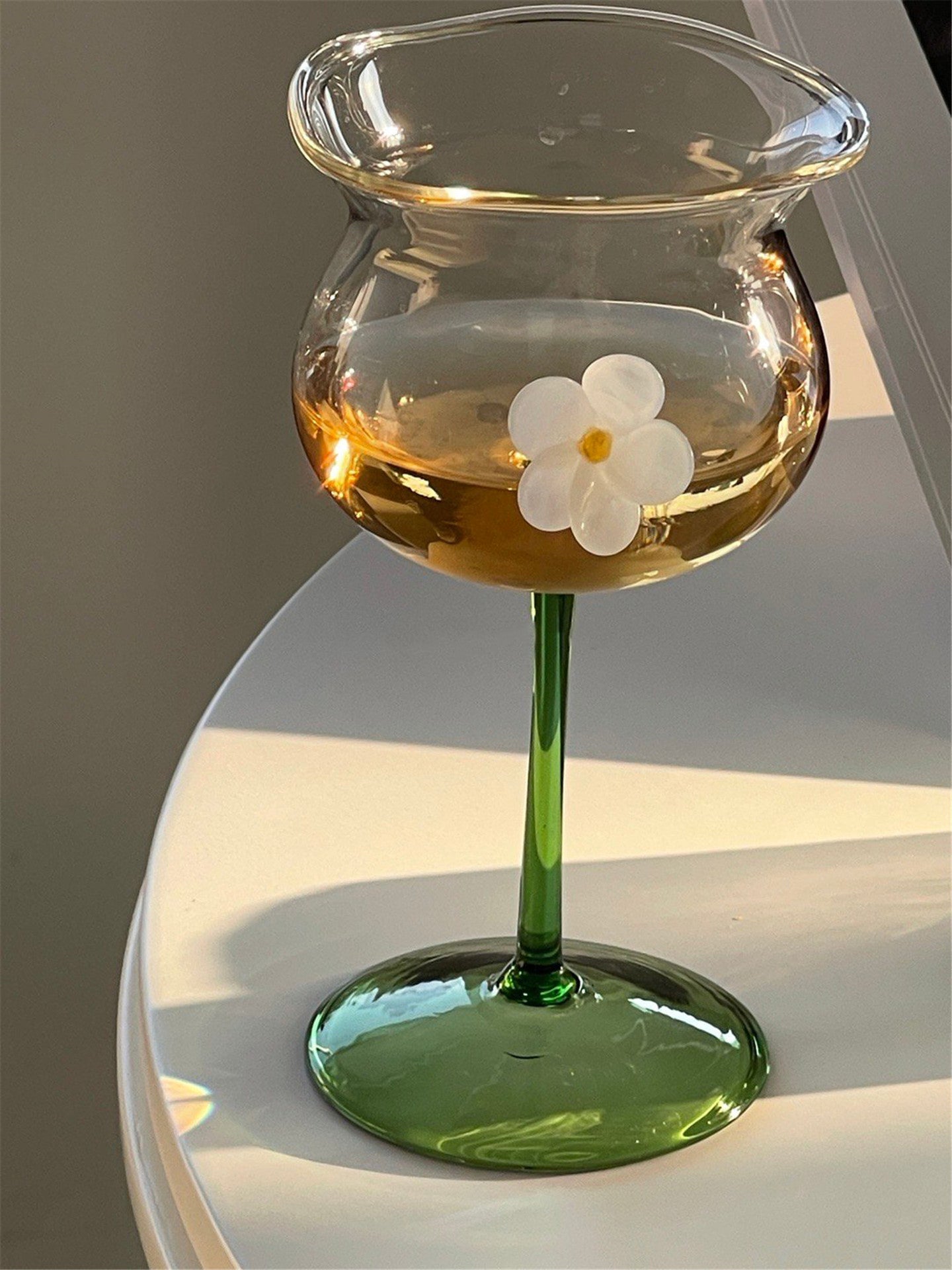 3D Flower Milk Coffee Crystal Cocktail Glass