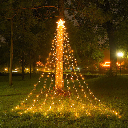 LED Pentagram Waterfall Lights Running Water Christmas