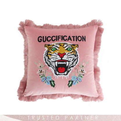 Funda de almohada bordada de terciopelo para el hogar