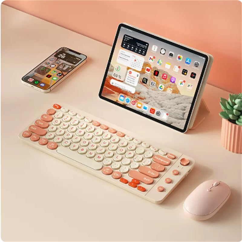 Ensemble clavier et souris Bluetooth à trois modes, sans fil, pour ordinateur portable, tablette de bureau pour filles