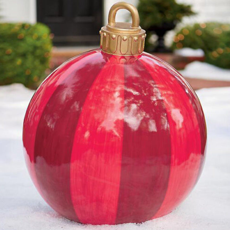 Boule de décoration de Noël en PVC pour l'extérieur 60 cm, boule gonflable décorée en PVC, grosses boules géantes pour décorations d'arbre de Noël, boule de jouet