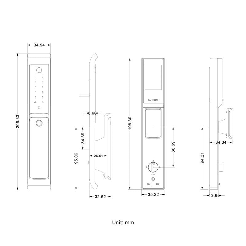 Serrure de porte antivol entièrement automatique, surveillance Bluetooth œil de chat