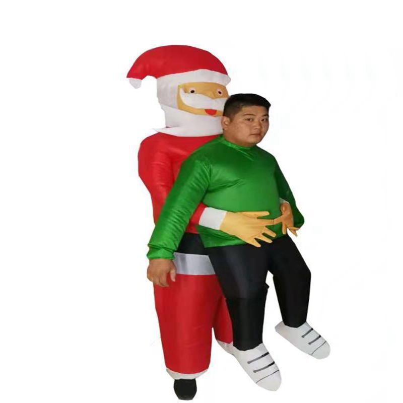 Disfraz inflable de Papá Noel con gente en brazos, disfraz de cosplay de anime navideño para fiesta navideña de adultos, prenda inflada