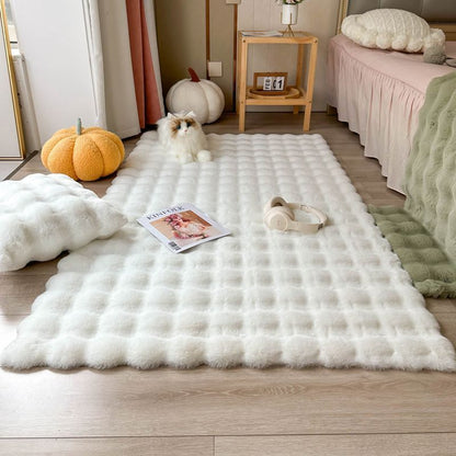 Cream Style Pile Floor Covering Bubble Velvet Floor Mat Bedroom Bedside Blanket