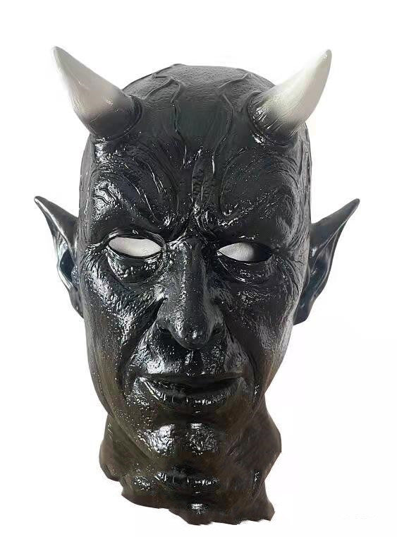 Máscara de demonio con cuerno nuevo de Halloween, casco de látex