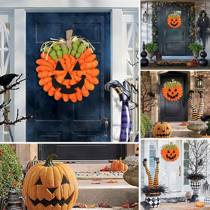 Halloween Autumn Pumpkin Wreath Front Door Hanging Pendant Artificial