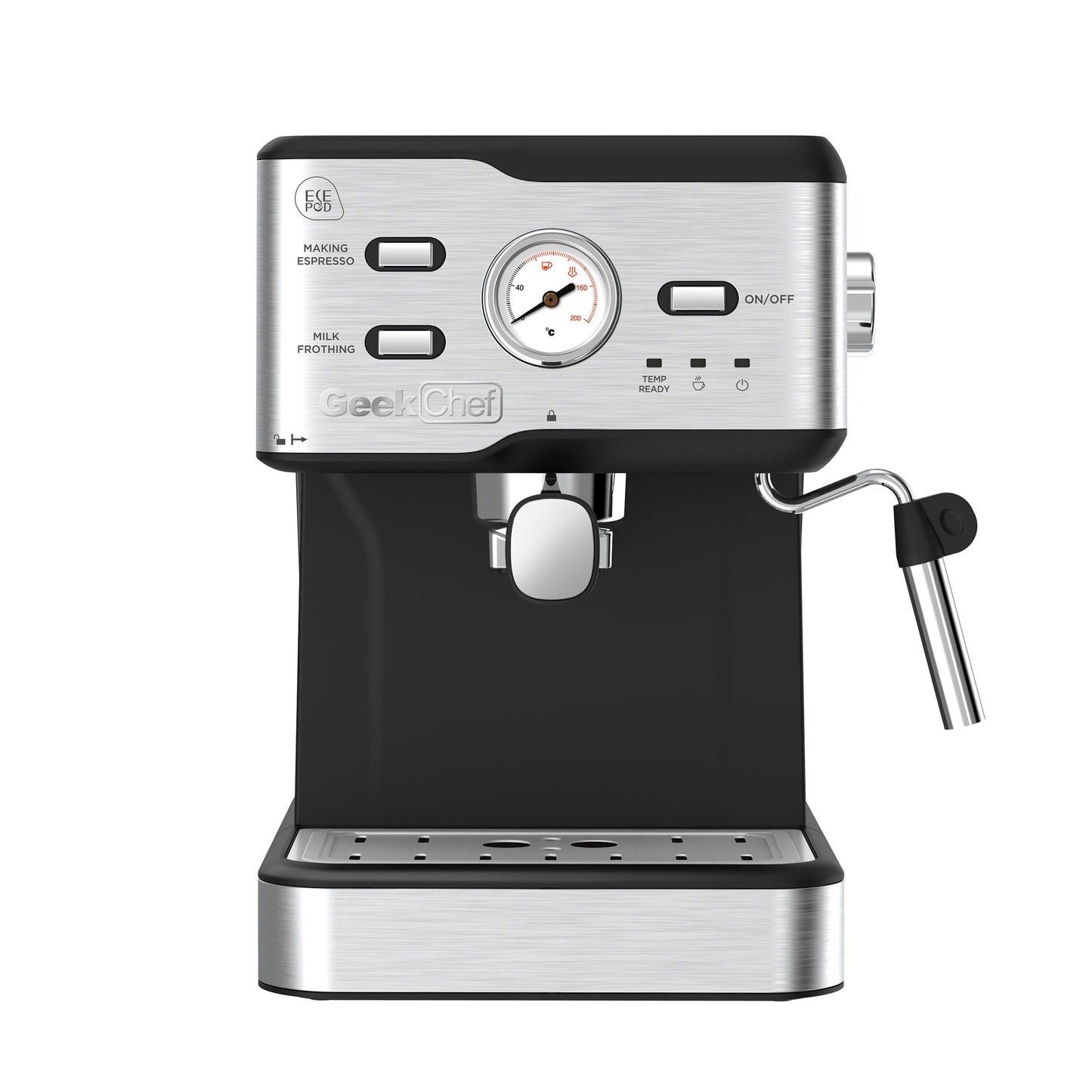 Máquina de café espresso Máquina de café para capuchino y latte a presión de 20 bares con filtro ESE POD, varilla de vapor y termómetro para espumador de leche, tanque de agua de 1,5 l, prohibición de espresso de acero inoxidable en Amazon