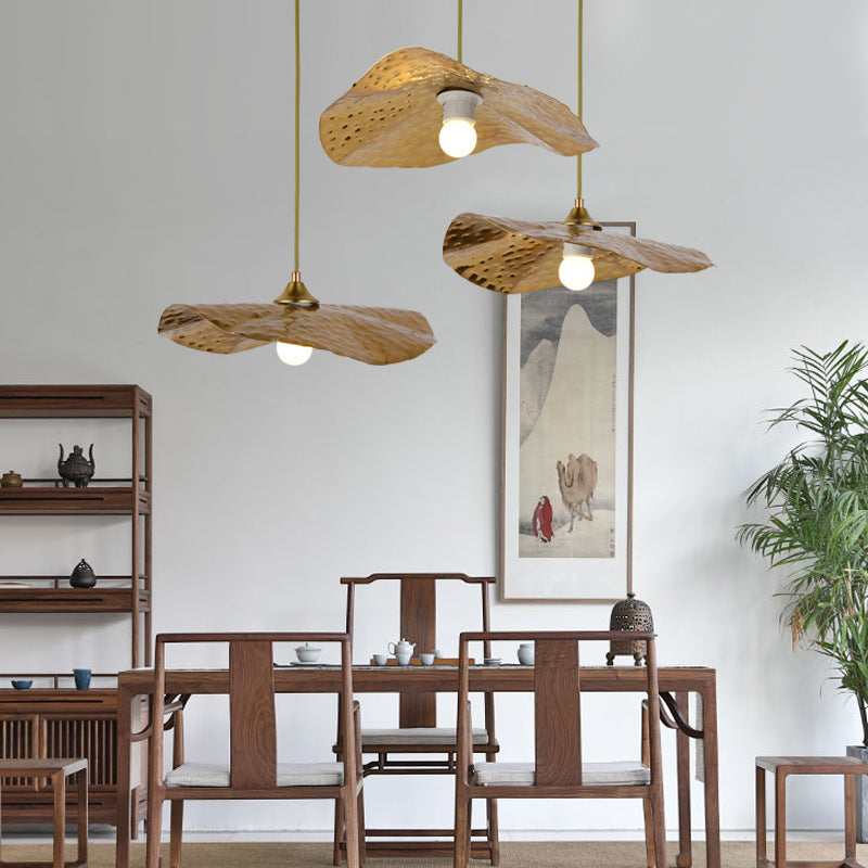 Chinese Style Lotus Leaf Chandelier Stair Light Tea Room Hotel