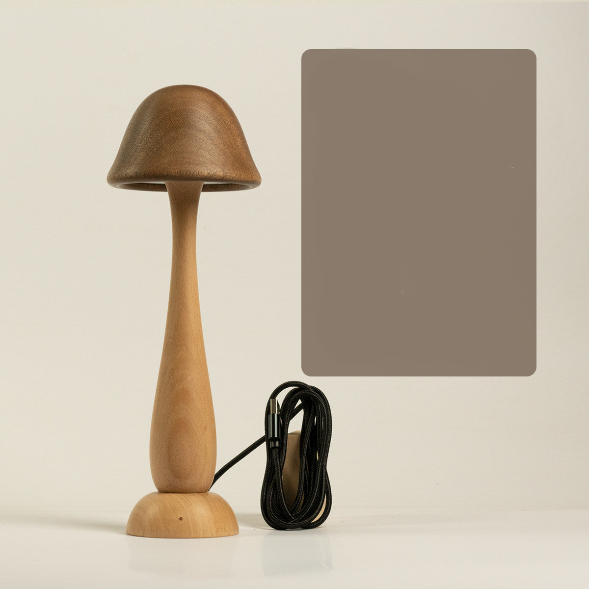 Lampe de table en bois massif champignon à gradation tactile