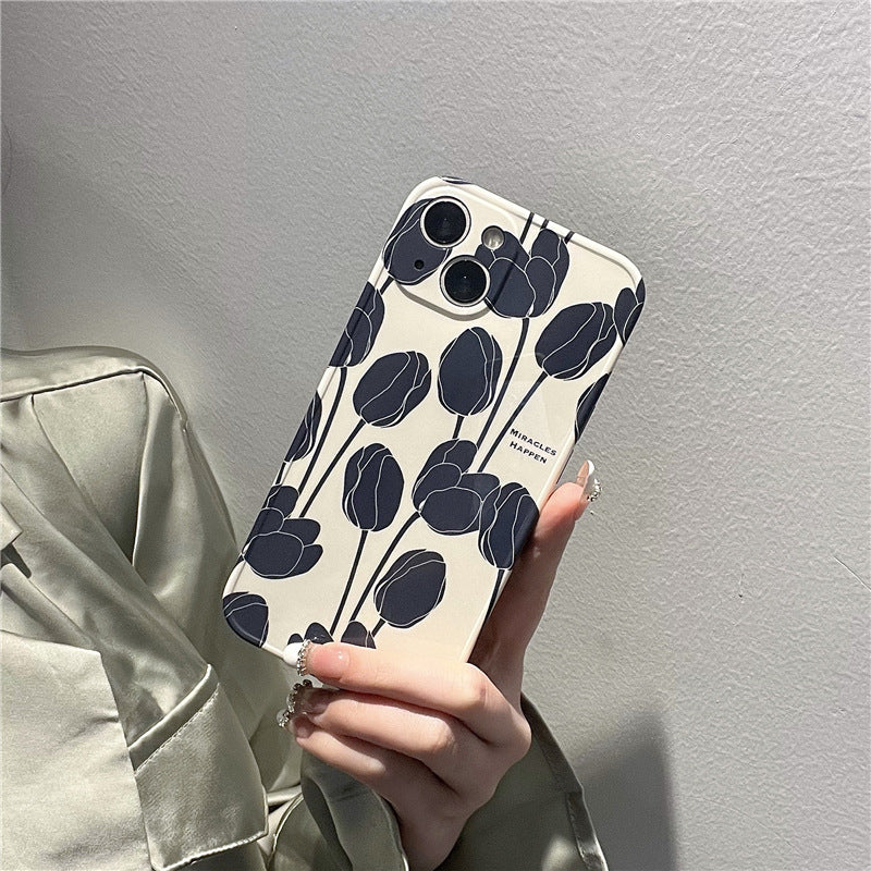 Funda de silicona para teléfono Cold Wind Black Tulip