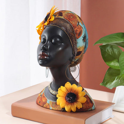 Black Girl Portrait Resin Home Soft Decoration