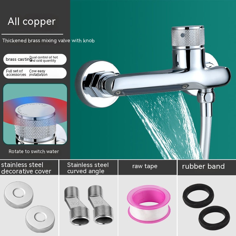 Bathroom Copper Shower Faucet Hot And Cold Mixing Valve Shower Head