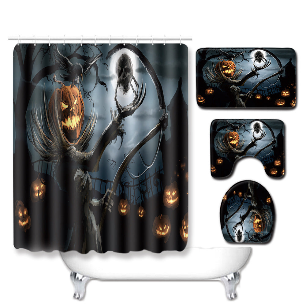 Ensemble de salle de bain et toilettes Halloween, tapis de salon et de chambre à coucher en quatre pièces