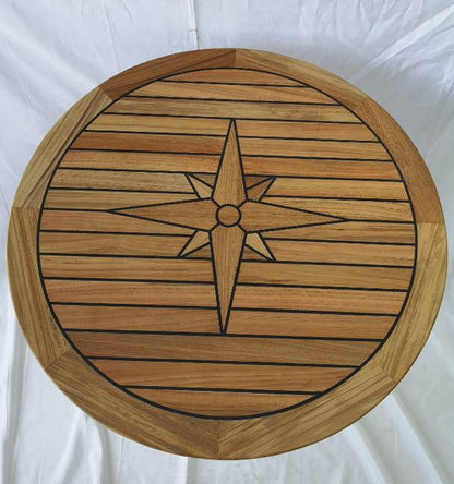 Round Teak Table Top Star Pattern