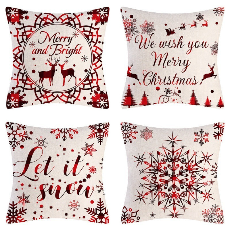 Home Decoration Christmas Pillow Cover Four-piece Set