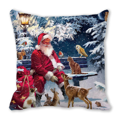 Merry Christmas Christmas Encryption Peach Skin Fabric Home Decoration Sofa Cushion Pillow ZT428